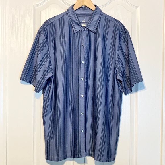Haggar Other - Haggar Performance Blue Striped Button Down Short Sleeve Dress Shirt XL